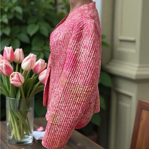 Sigrid Olsen Vibrant Coral Patterned Blazer - Picture 2 of 5
